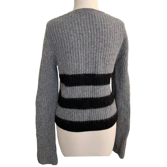 Equipment Pullover Sweater Gray Wool Alpaca Striped Crew Neck Sz S Dark Academia - Picture 5 of 11